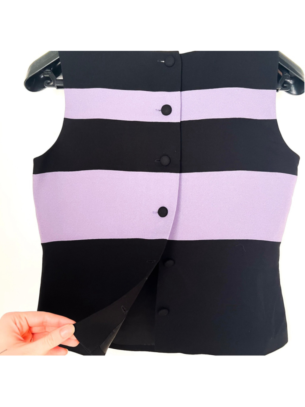 Vintage Casual Corner Color Block Purple Black Sleeveless Top Sz 8 Y2K Preppy - Picture 3 of 8
